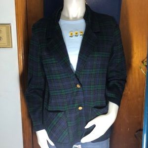 Vintage Green blue plaid blazer